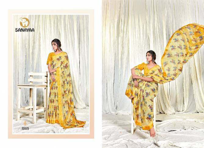 Sanayaa Kashish Latest Fancy Designer Casual Wear Linen Printed Silk  Saree Collection